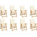 Kremowe Krzesła ogrodowe z poduszkami gładkie - 8 sztuk tekowe marki vidaxl 