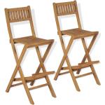 Brązowe Krzesła barowe rozkładane gładkie - 2 sztuki z litego drewna marki vidaxl 