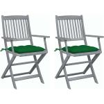 Zielone Krzesła ogrodowe z poduszkami - 2 sztuki akacjowe marki vidaxl 