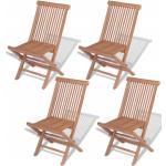 Brązowe Krzesła ogrodowe rozkładane gładkie - 4 sztuki tekowe marki vidaxl 