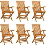 Brązowe Krzesła ogrodowe rozkładane gładkie - 6 sztuk tekowe marki vidaxl 