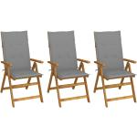 Szare Krzesła ogrodowe z poduszkami - 3 sztuki akacjowe marki vidaxl 