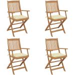 Białe Krzesła ogrodowe z poduszkami - 4 sztuki akacjowe marki vidaxl 