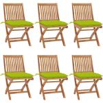 Zielone Krzesła ogrodowe z poduszkami gładkie - 6 sztuk tekowe marki vidaxl 