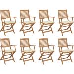 Kremowe Krzesła ogrodowe z poduszkami - 8 sztuk w nowoczesnym stylu akacjowe marki vidaxl 