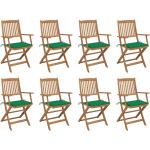 Zielone Krzesła ogrodowe z poduszkami - 8 sztuk w nowoczesnym stylu akacjowe marki vidaxl 
