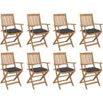 Krzesła ogrodowe z poduszkami - 8 sztuk w nowoczesnym stylu akacjowe marki vidaxl 