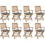 Szare Krzesła ogrodowe z poduszkami - 8 sztuk w nowoczesnym stylu akacjowe marki vidaxl 