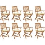 Białe Krzesła ogrodowe z poduszkami - 8 sztuk w nowoczesnym stylu akacjowe marki vidaxl 