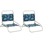 vidaXL Składane krzesła plażowe, 2 szt., wzór w liście, obite tkaniną