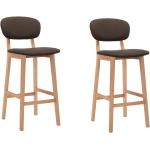 Brązowe Krzesła barowe tapicerowane - 2 sztuki w nowoczesnym stylu drewniane marki vidaxl 