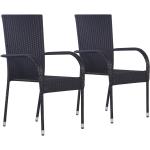 Czarne Krzesła ogrodowe sztaplowane - 2 sztuki z polirattanu marki vidaxl 