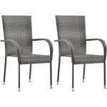 Szare Krzesła ogrodowe sztaplowane - 2 sztuki z polirattanu marki vidaxl 