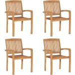 Brązowe Krzesła ogrodowe sztaplowane gładkie - 4 sztuki tekowe marki vidaxl 