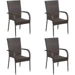 Brązowe Krzesła ogrodowe sztaplowane - 4 sztuki z polirattanu marki vidaxl 