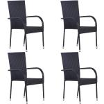 Czarne Krzesła ogrodowe sztaplowane - 4 sztuki z polirattanu marki vidaxl 