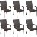 Brązowe Krzesła ogrodowe sztaplowane - 6 sztuk z polirattanu marki vidaxl 