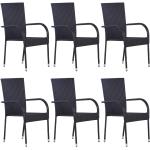 Czarne Krzesła ogrodowe sztaplowane - 6 sztuk z polirattanu marki vidaxl 