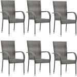 Szare Krzesła ogrodowe sztaplowane - 6 sztuk z polirattanu marki vidaxl 