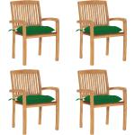 Zielone Krzesła ogrodowe z poduszkami gładkie - 4 sztuki tekowe marki vidaxl 