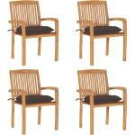 Taupe Krzesła ogrodowe z poduszkami gładkie - 4 sztuki tekowe marki vidaxl 