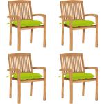 Zielone Krzesła ogrodowe z poduszkami gładkie - 4 sztuki tekowe marki vidaxl 