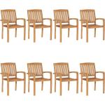 Brązowe Krzesła ogrodowe z poduszkami gładkie - 8 sztuk tekowe marki vidaxl 