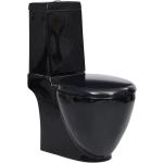 vidaXL Toaleta ceramiczna, odpływ poziomy, czarna
