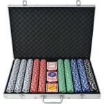 vidaXL Zestaw do gry w pokera 1000 żetonów, aluminium