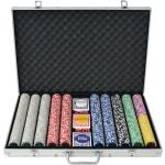 vidaXL Zestaw do gry w pokera 1000 żetonów laserowych, aluminium