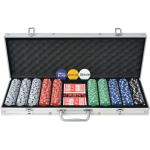 vidaXL Zestaw do gry w pokera 500 żetonów, aluminium
