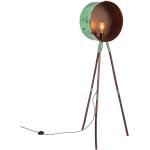 Vintage lampa podłogowa na bambusowym statywie zielony z miedzią - Beczka
