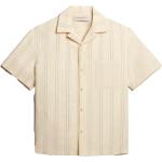 Beżowe Koszule z krótkim rękawem męskie z krótkimi rękawami w paski w stylu vintage bawełniane marki GOLDEN GOOSE w rozmiarze XL 