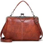 Brązowe Shopper bags damskie gładkie w stylu retro ze skóry syntetycznej 