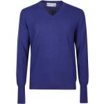 Niebieskie Swetry z dekoltem w serek męskie eleganckie z dekoltem w serek marki BALLANTYNE w rozmiarze XL 