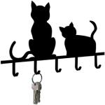Czarne Wieszaki na klucze z motywem kotów z motywem żelazne marki WENKO 