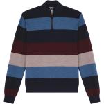 Wielokolorowe Swetry z okrągłym dekoltem męskie pikowane wełniane marki PAUL & SHARK w rozmiarze M 