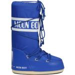 Niebieskie Śniegowce wodoodporne - rodzaj noska: Okrągły eleganckie nylonowe na zimę marki Moon Boot w rozmiarze 45 