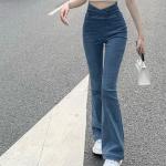 Niebieskie Jeansy dzwony damskie dżinsowe na wiosnę w rozmiarze XL 