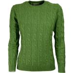 Zielone Swetry z okrągłym dekoltem damskie plecione w rozmiarze XS 