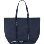 Niebieskie Shopper bags z cekinami z lnu marki Vanessa Bruno 