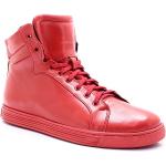 Przecenione Czerwone Wysokie buty męskie gładkie ze skóry na jesień marki Kent w rozmiarze 40 
