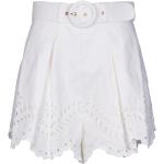 Białe Krótkie spodnie damskie z falbankami na lato marki Zimmermann w rozmiarze L 