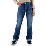 Niebieskie Proste jeansy damskie z frędzlami dżinsowe marki Guess 