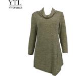 Brązowe Swetry tuniki damskie z długimi rękawami z kolekcji plus size na jesień w rozmiarze dużym 