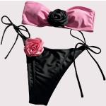 Różowe Bikini bandeau damskie - 2 sztuki seksowne 