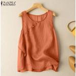 Pomarańczowe Koszulki damskie do prania ręcznego bez rękawów gładkie bawełniane w rozmiarze XL 