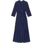 Kobaltowe Sukienki midi damskie z bawełny seersucker marki Ganni w rozmiarze L 