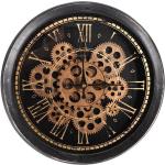 Czarne Zegary ścienne okrągłe o średnicy 35 cm w stylu industrialnym 