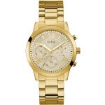 Złote Solarne Zegarki na rękę damskie z chronografem ze złota marki Guess 